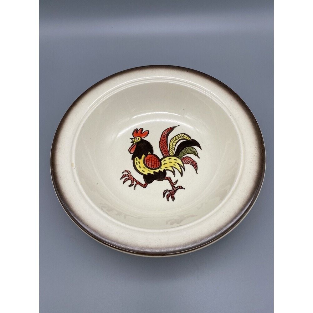 Vintage Metlox Poppytrail‎ Rooster 10" Serving Bowl Made In USA